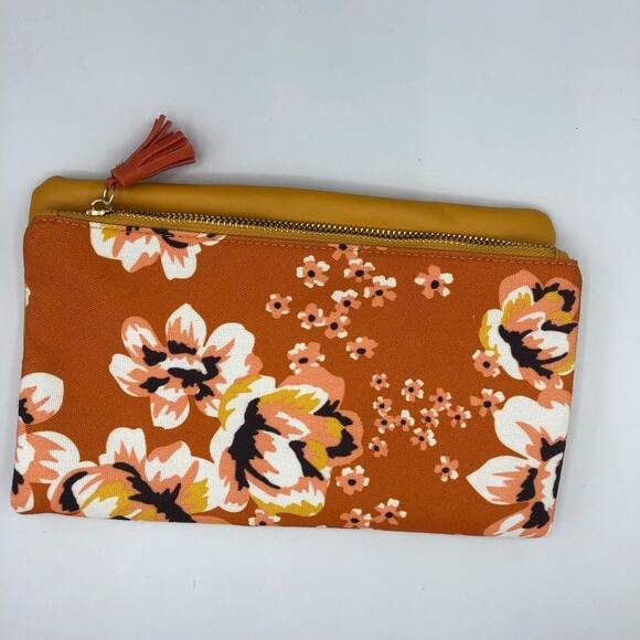 Rachel Pally Orange & Yellow Floral Clutch Handbag Boho Purse Fold Over - Picture 2 of 10